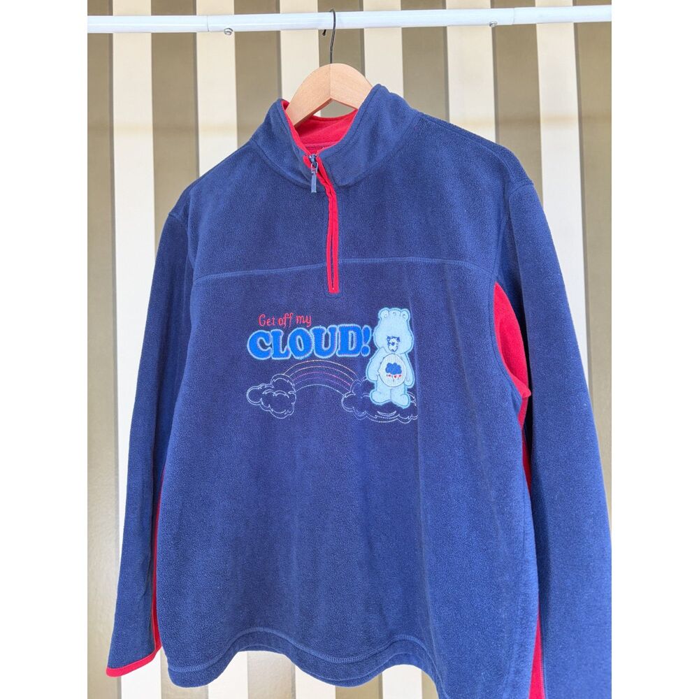 Vintage Care Bears Grumpy Bear Get Off My Cloud 1/4 Zip Fleece Pullover XL - Picture 7 of 14